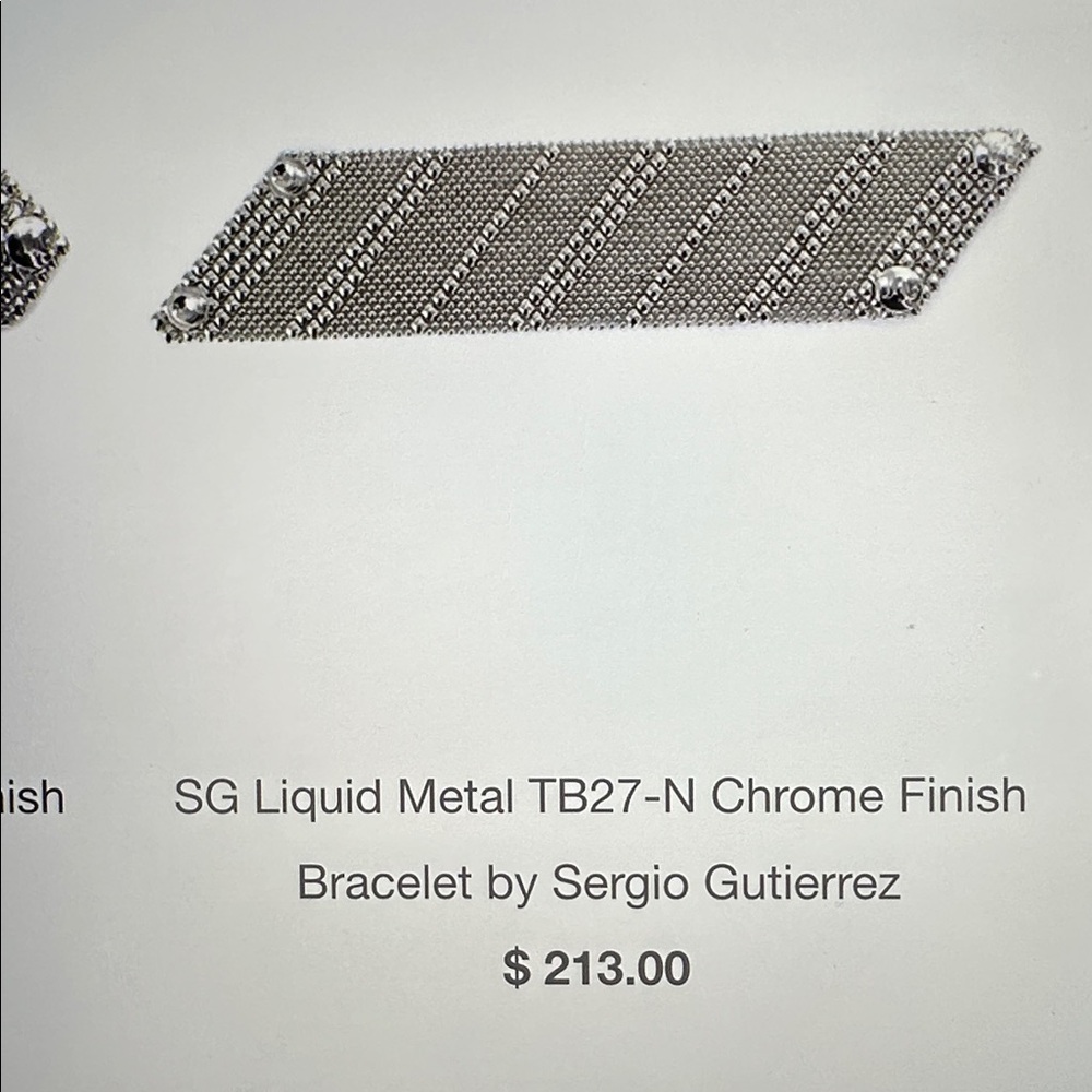 SG Liquid Metal TB27-N Chrome Finish Bracelet by Sergio Gutierrez - Picture 7 of 7